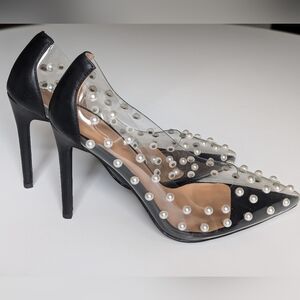 iadore | Pearl Studded PVC Clear 11cm Pumps | W9 (runs small ~8.5)